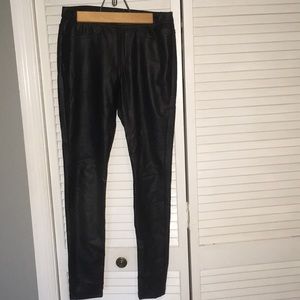 Black faux leather pants